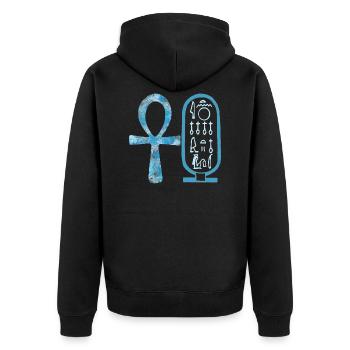anch und kartusche nofretete e 78 - Unisex Premium Bio Zip Hoodie - Schwarz - Hinten - Nico (187cm)