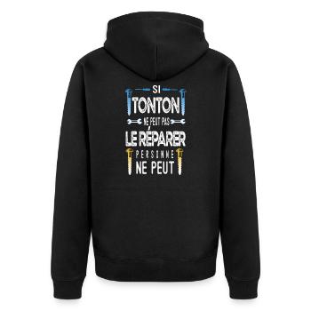 Si tonton ne peut pas le réparer - cadeau tonton - Veste à capuche bio Premium Unisexe - noir - Dos - Nico (187cm)