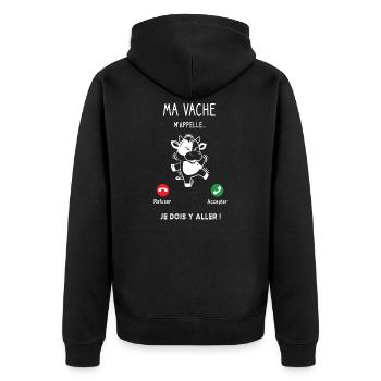 Ma vache m'appelle je dois y aller - Veste à capuche bio Premium Unisexe - noir - Dos - Nico (187cm)