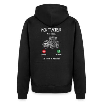 Mon tracteur m'appelle je dois y aller - Veste à capuche bio Premium Unisexe - noir - Dos - Nico (187cm)