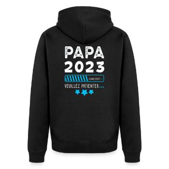 Papa 2023 - Cadeau Future Pére . - Veste à capuche bio Premium Unisexe - noir - Dos - Nico (187cm)