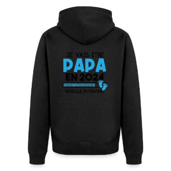Je vais être papa en 2024 veuillez patienter... - Veste à capuche bio Premium Unisexe - noir - Dos - Nico (187cm)