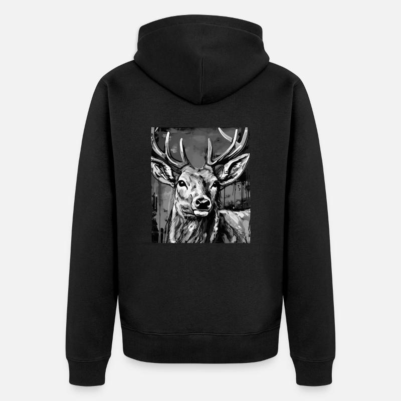 Portrait de cerf - Veste à capuche bio Premium Unisexe - noir