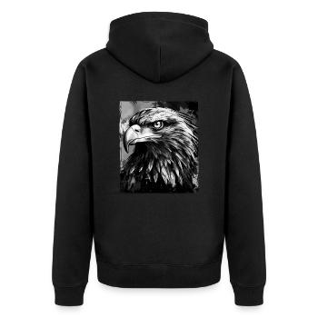 Adler Porträt - Unisex Premium Bio Zip Hoodie - Schwarz - Hinten - Nico (187cm)