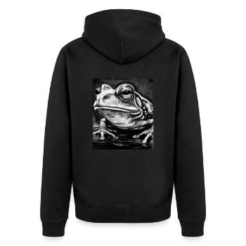 Portrait de grenouille - Veste à capuche bio Premium Unisexe - noir - Dos - Nico (187cm)