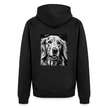 Portrait de chien Golden Retriever - Veste à capuche bio Premium Unisexe - noir - Dos - Nico (187cm)