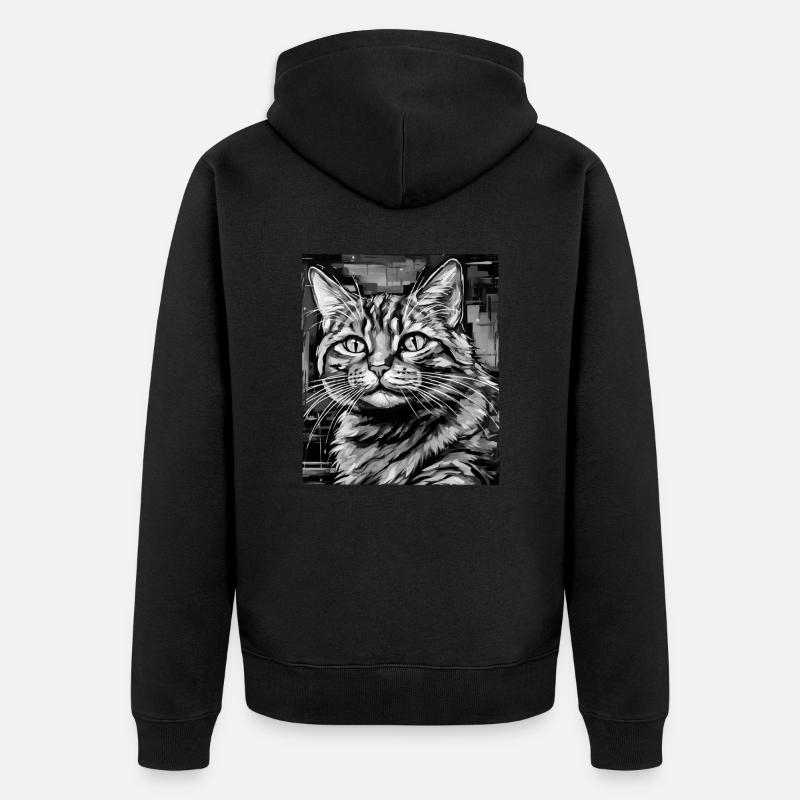 Portrait de chat - Veste à capuche bio Premium Unisexe - noir