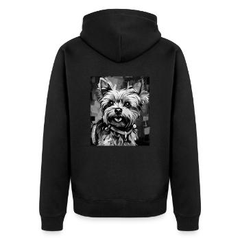 Yorkshire Terrier Hund Porträt - Unisex Premium Bio Zip Hoodie - Schwarz - Hinten - Nico (187cm)