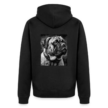 Mastiff Hund Porträt - Unisex Premium Bio Zip Hoodie - Schwarz - Hinten - Nico (187cm)