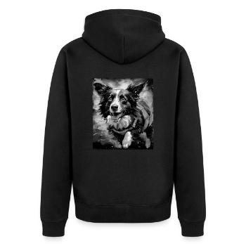 Border Collie Chien Portrait - Veste à capuche bio Premium Unisexe - noir - Dos - Nico (187cm)