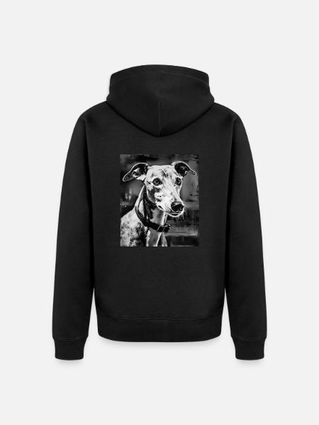 Greyhound Dog Portrait - Unisex Premium Organic Zip Hoodie - black