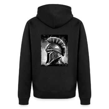 Spartan Warrior Sparta Helmet - Unisex Premium Organic Zip Hoodie - black - Back - Nico (187cm)