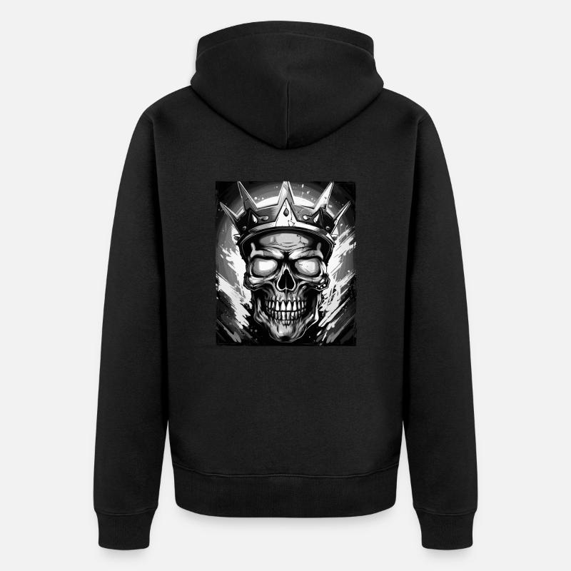 Crâne Roi Couronne - Veste à capuche bio Premium Unisexe - noir