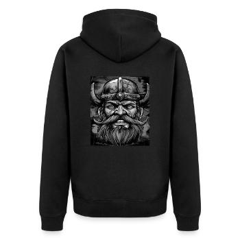 Wikinger Krieger Valhalla Odin - Unisex Premium Bio Zip Hoodie - Schwarz - Hinten - Nico (187cm)