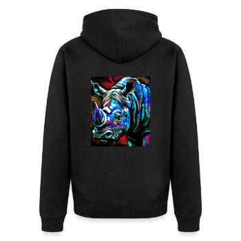 Portrait de rhinocéros - Veste à capuche bio Premium Unisexe - noir - Dos - Nico (187cm)
