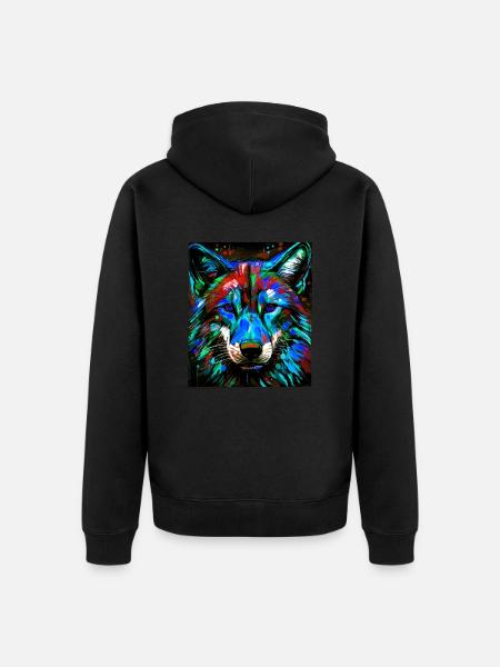 Wolf Portrait - Unisex Premium Organic Zip Hoodie - black