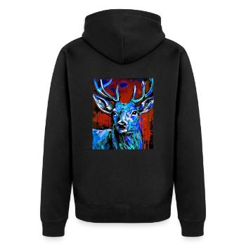 Deer Portrait - Unisex Premium Organic Zip Hoodie - black - Back - Nico (187cm)