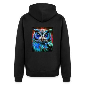 Portrait de hibou - Veste à capuche bio Premium Unisexe - noir - Dos - Nico (187cm)