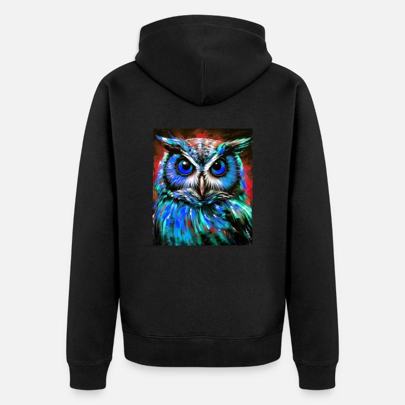 Portrait de hibou - Veste à capuche bio Premium Unisexe - noir
