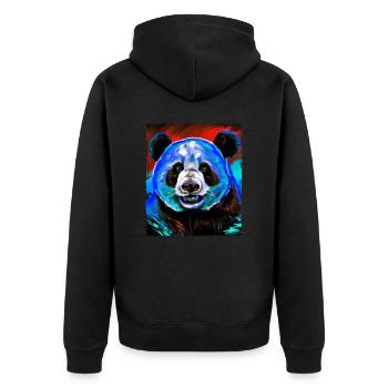 Panda Porträt - Unisex Premium Bio Zip Hoodie - Schwarz - Hinten - Nico (187cm)