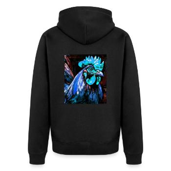 Portrait de coq - Veste à capuche bio Premium Unisexe - noir - Dos - Nico (187cm)