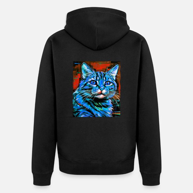 Portrait de chat - Veste à capuche bio Premium Unisexe - noir