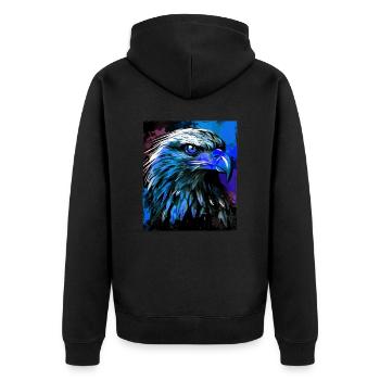 Adler Porträt - Unisex Premium Bio Zip Hoodie - Schwarz - Hinten - Nico (187cm)