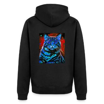 Tête de portrait de chat - Veste à capuche bio Premium Unisexe - noir - Dos - Nico (187cm)