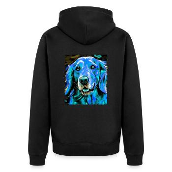 Portrait de chien Golden Retriever - Veste à capuche bio Premium Unisexe - noir - Dos - Nico (187cm)