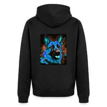 German Shepherd Dog Portrait - Unisex Premium Organic Zip Hoodie - black - Back - Nico (187cm)