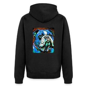 Portrait de chien bouledogue - Veste à capuche bio Premium Unisexe - noir - Dos - Nico (187cm)