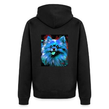 Portrait de chien de Poméranie - Veste à capuche bio Premium Unisexe - noir - Dos - Nico (187cm)