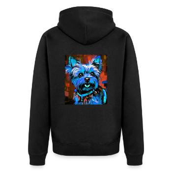 Yorkshire Terrier Hund Porträt - Unisex Premium Bio Zip Hoodie - Schwarz - Hinten - Nico (187cm)