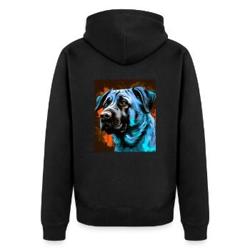Kangal Hund Porträt - Unisex Premium Bio Zip Hoodie - Schwarz - Hinten - Nico (187cm)
