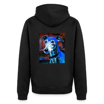 Portrait de chien lévrier - Veste à capuche bio Premium Unisexe - noir - Dos - Nico (187cm)