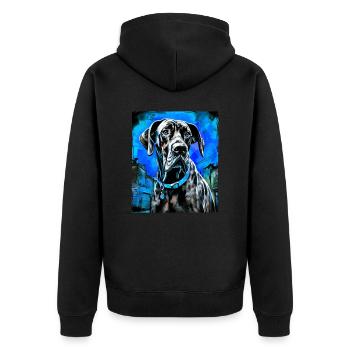 Portrait de chien dogue allemand - Veste à capuche bio Premium Unisexe - noir - Dos - Nico (187cm)