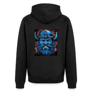 Wikinger Krieger Valhalla Odin - Unisex Premium Bio Zip Hoodie - Schwarz - Hinten - Nico (187cm)