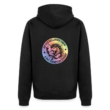 Junggesellinnen Crew Einhorn Jga - Unisex Premium Bio Zip Hoodie - Schwarz - Hinten - Nico (187cm)