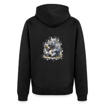 Hippopotamus Beer Funny - Unisex Premium Organic Zip Hoodie - black - Back - Nico (187cm)