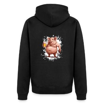 Pork Beer Funny - Unisex Premium Organic Zip Hoodie - black - Back - Nico (187cm)