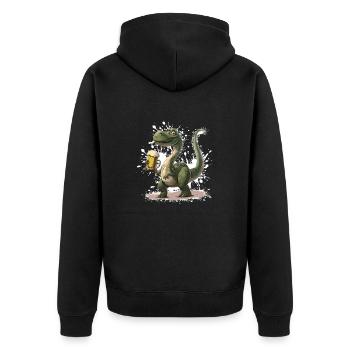 Dinosaur brontosaurus beer - Unisex Premium Organic Zip Hoodie - black - Back - Nico (187cm)