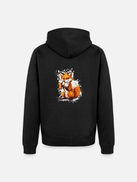 Fuchs Bier Lustig - Unisex Premium Bio Zip Hoodie - Schwarz