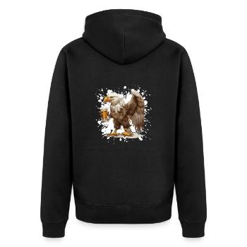 Adler Bier Lustig - Unisex Premium Bio Zip Hoodie - Schwarz - Hinten - Nico (187cm)