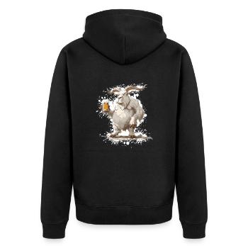Bergziege Bier Lustig - Unisex Premium Bio Zip Hoodie - Schwarz - Hinten - Nico (187cm)