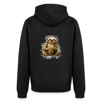 Faul Bier Lustig - Unisex Premium Bio Zip Hoodie - Schwarz - Hinten - Nico (187cm)
