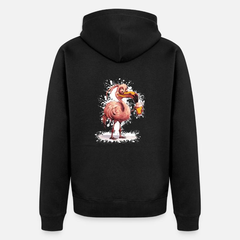 Flamingo Bière Drôle - Veste à capuche bio Premium Unisexe - noir