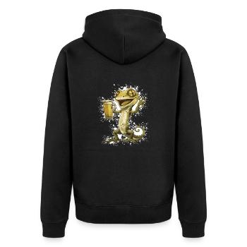 Lizard Beer Funny - Unisex Premium Organic Zip Hoodie - black - Back - Nico (187cm)
