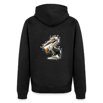 Pelican Bird Beer Funny - Unisex Premium Organic Zip Hoodie - black - Back - Nico (187cm)