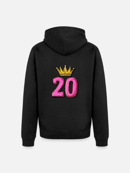 20 Zahl Krone - Unisex Premium Bio Zip Hoodie - Schwarz