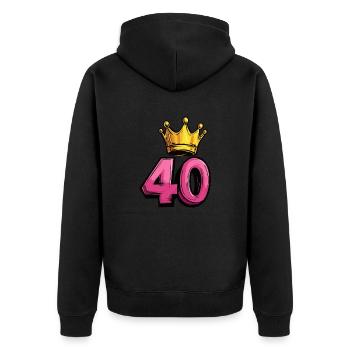 40 Zahl Krone - Unisex Premium Bio Zip Hoodie - Schwarz - Hinten - Nico (187cm)